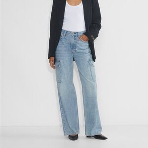 Aritzia Denim Forum Sz 24 Farrah High Rise Wide Leg Cargo Jeans